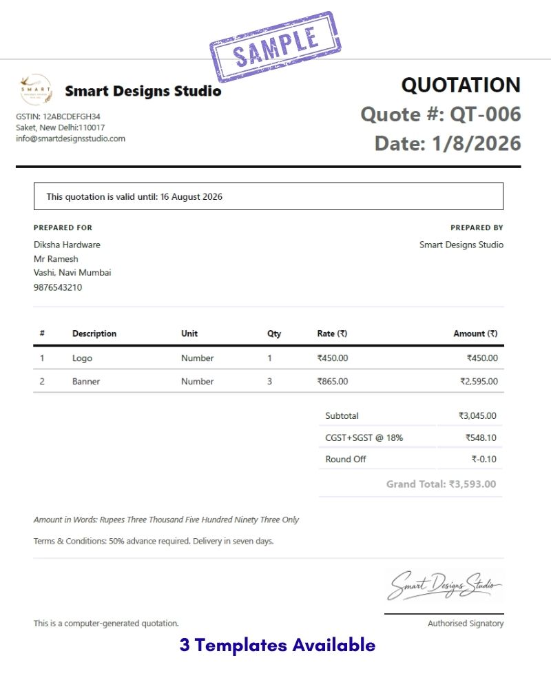 QuoteReady demo screenshot