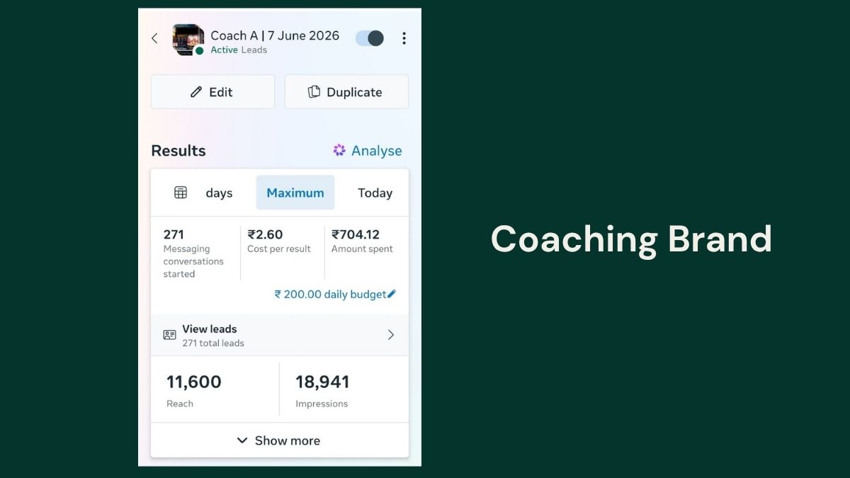 Coach A Campaign Result