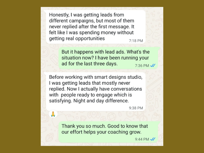 Client testimonial screenshot
